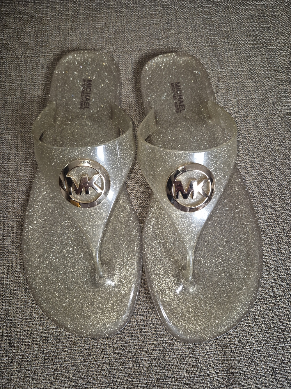 Michael Kors Glitter Jelly Thong Sandals - Gold/Silver